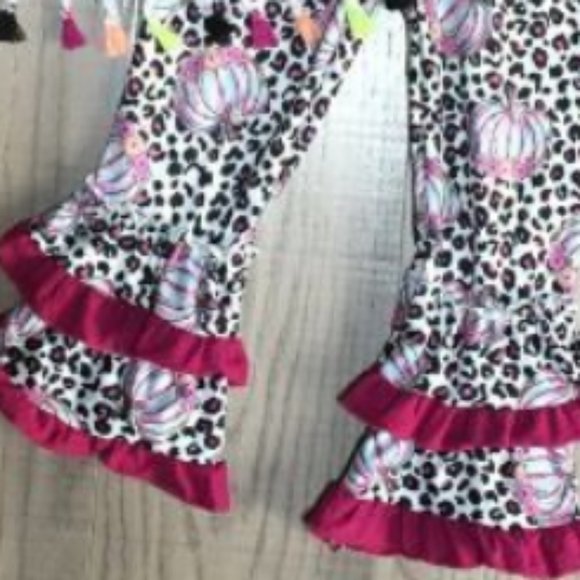 Tie Dye Pumpkin Leopard Leggings Girls Outfit Set - Picture 3 of 3
